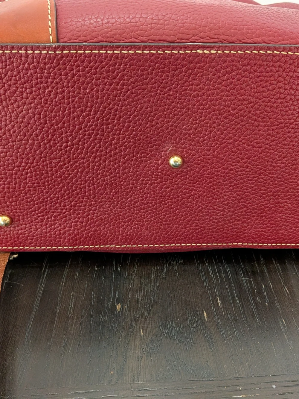 Dooney & Bourke Pebble Leather Bordeaux Bag with Brown Trim